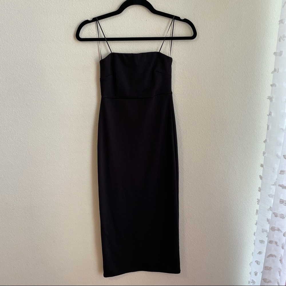 Sparkle & Fade Strapless Black Knit Midi Dress